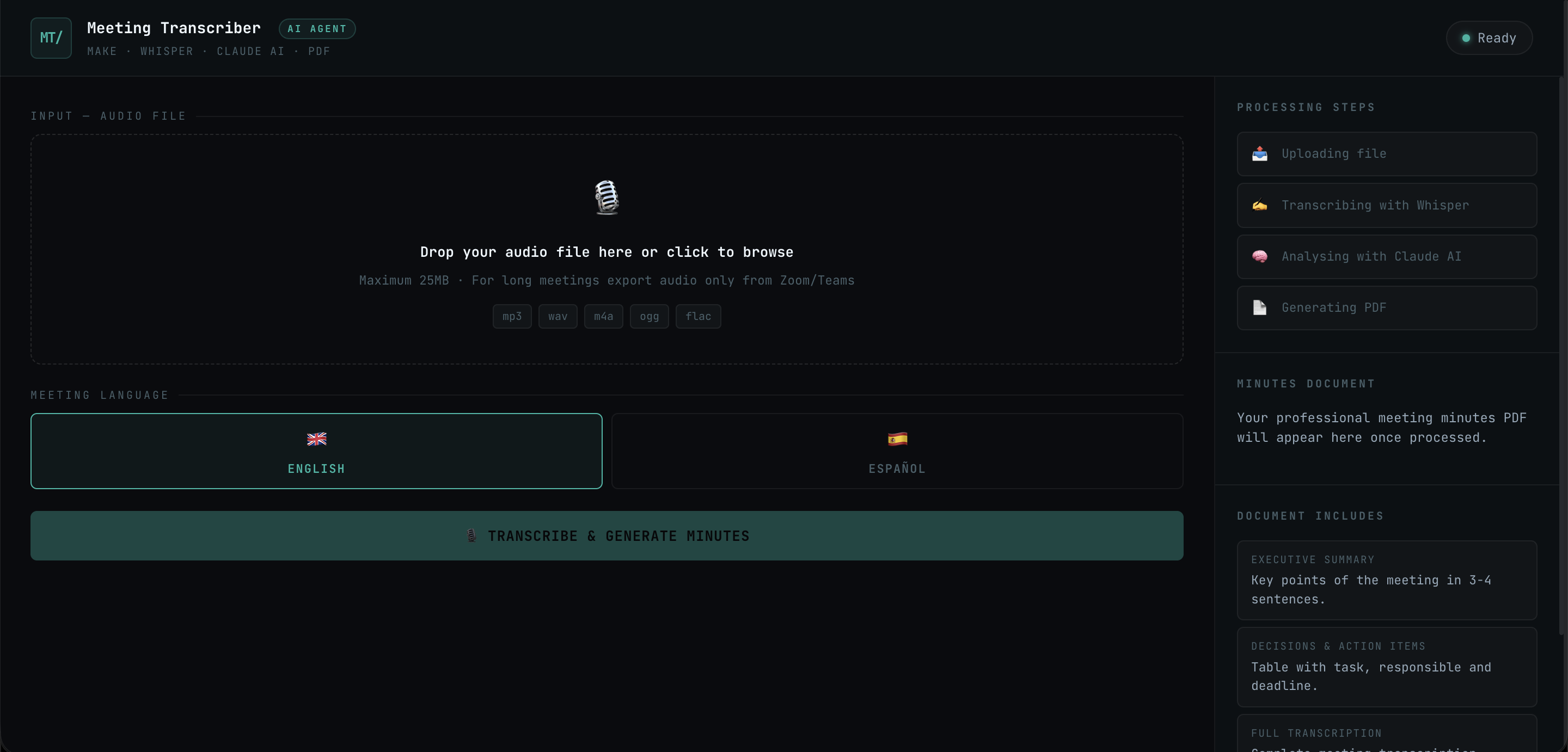 Audio Transcriptor — captura 1
