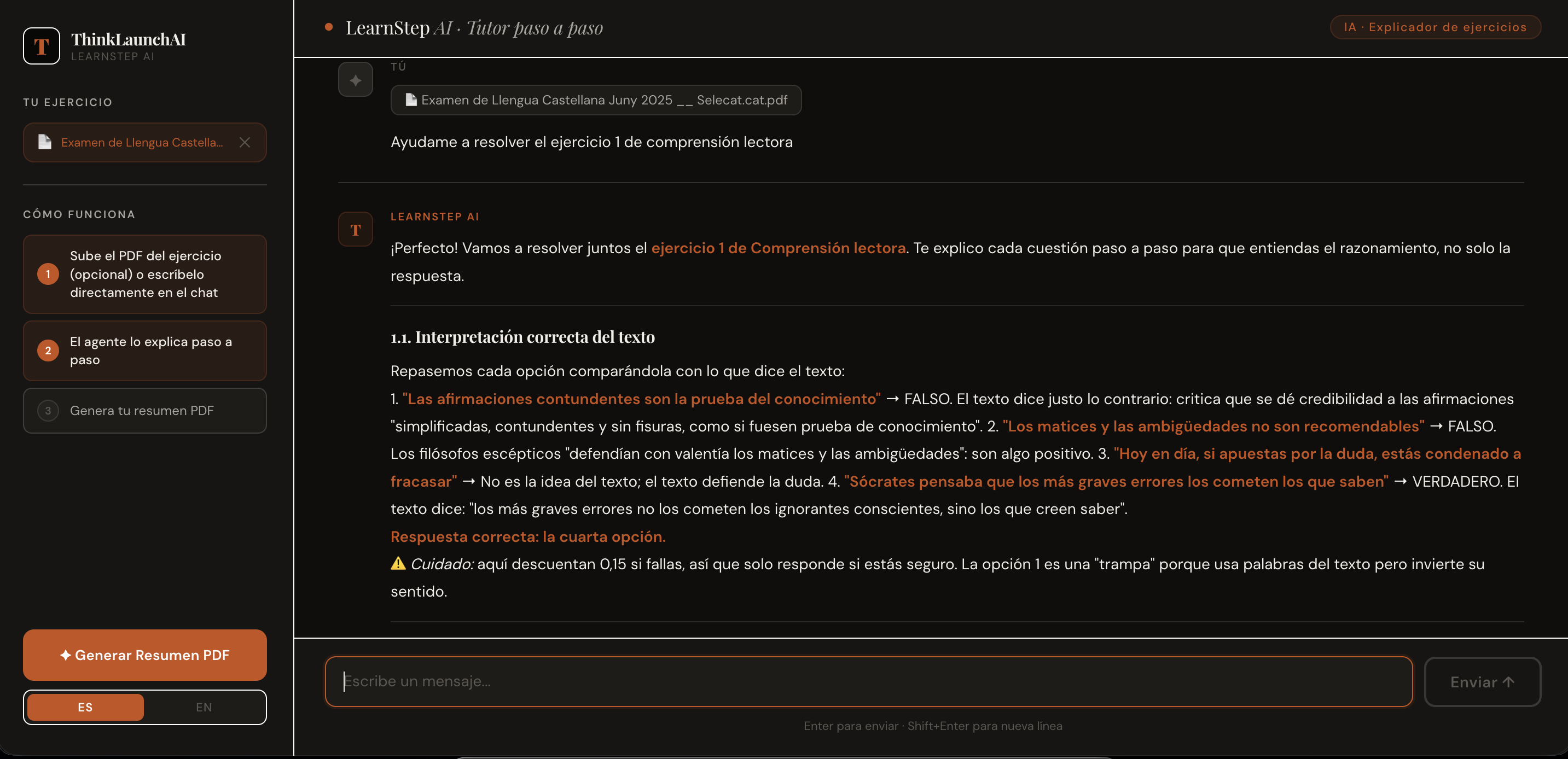 LearnStep AI PRO — captura 1