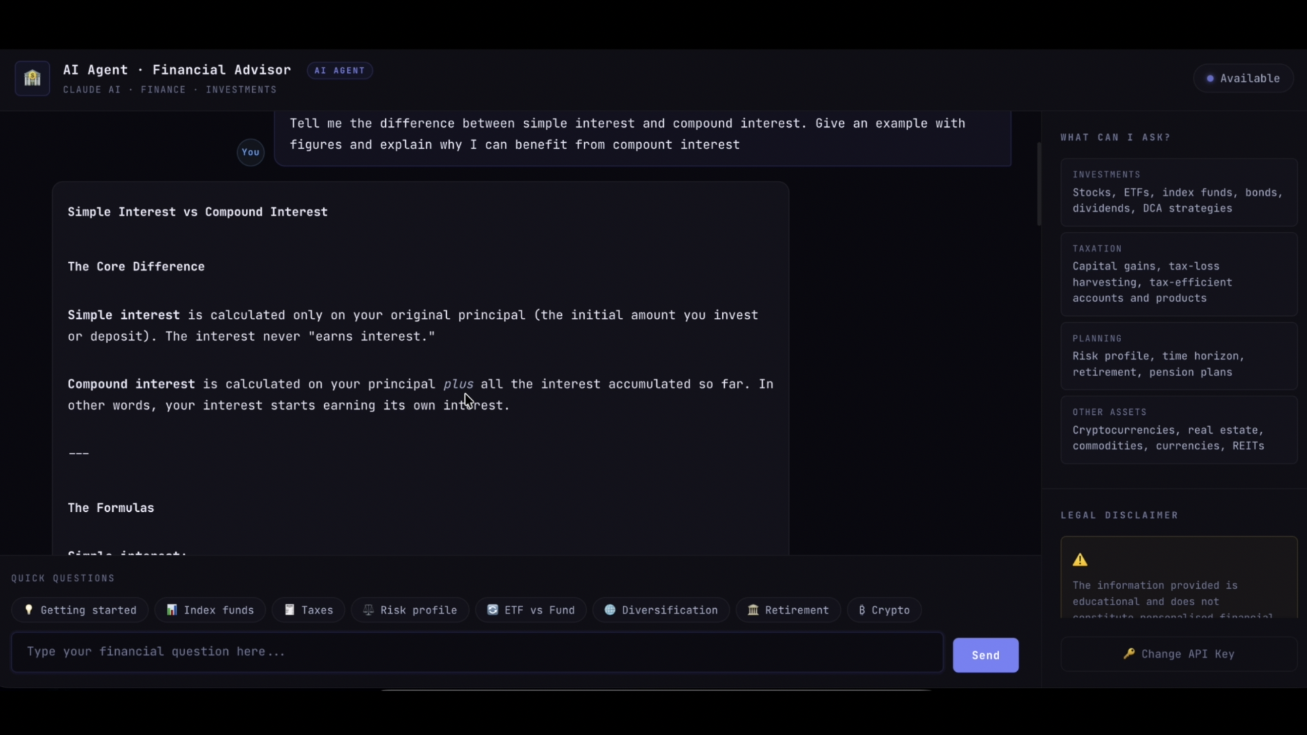Financial Advisor Agent — screenshot 1