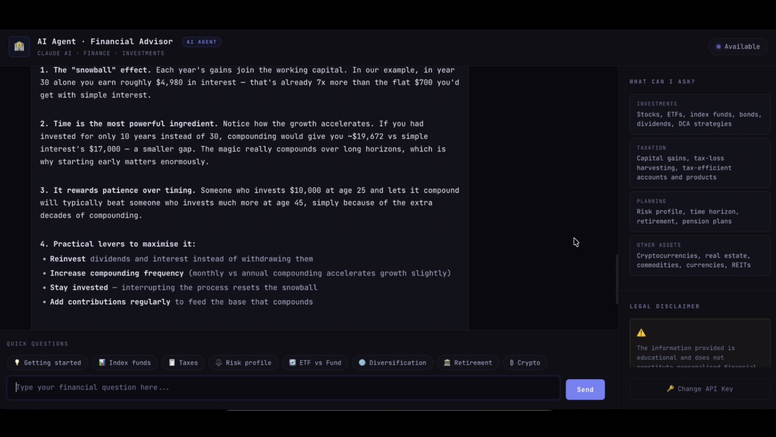 Financial Advisor Agent — screenshot 2