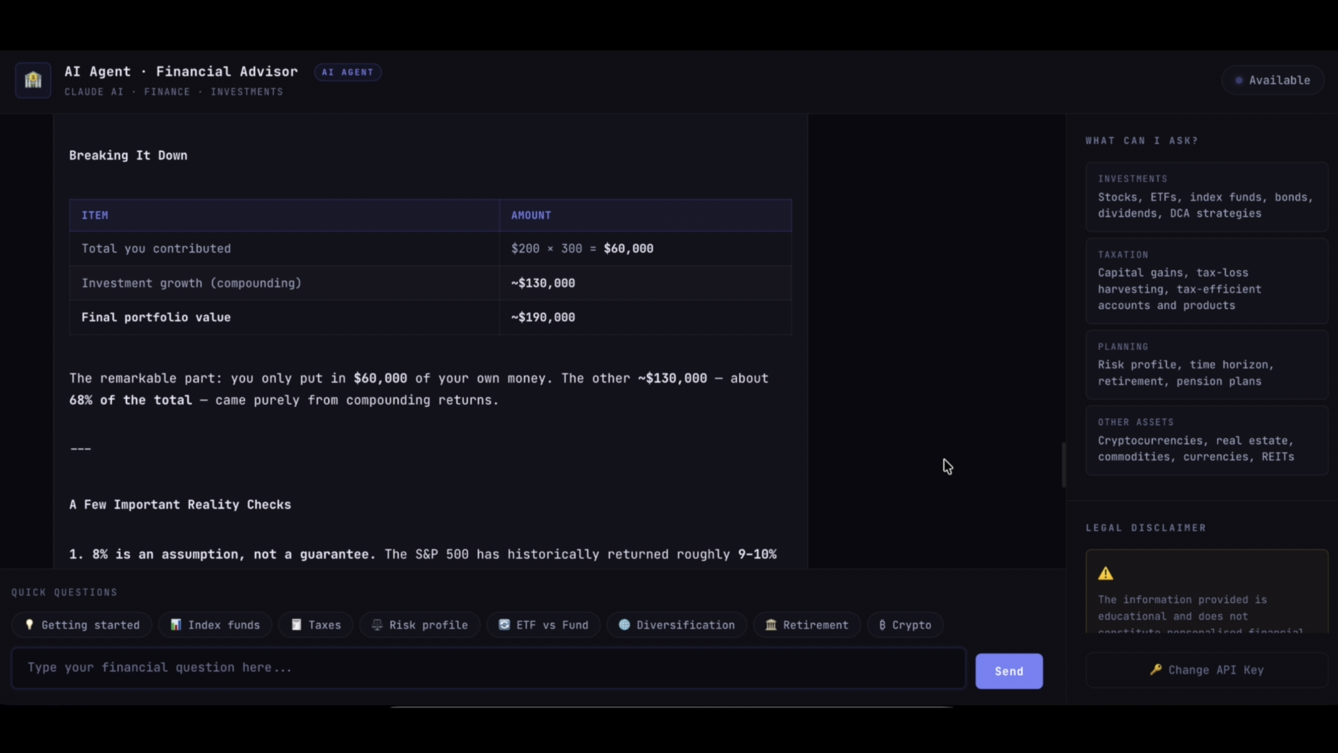 Financial Advisor Agent — screenshot 3