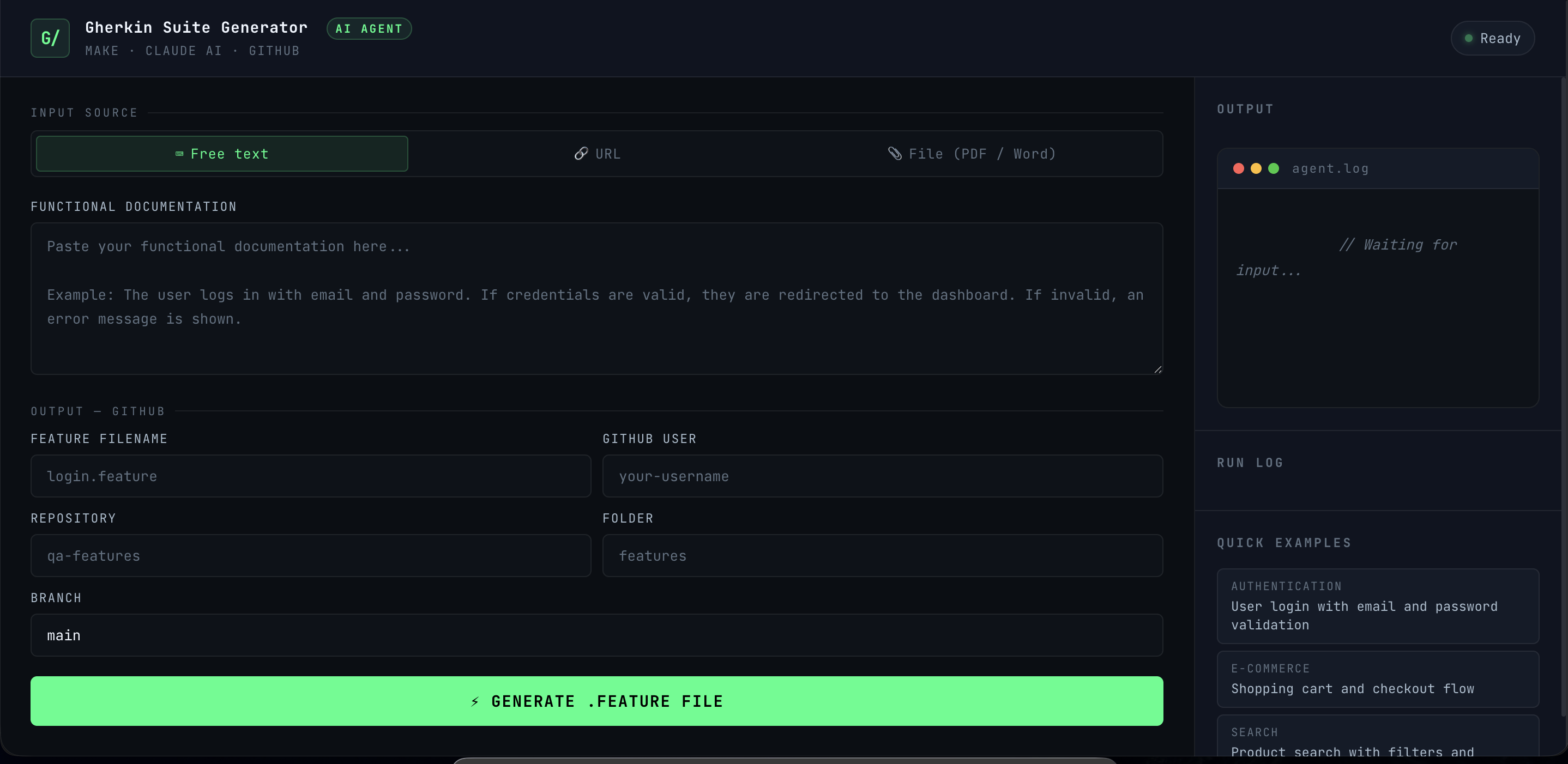 Gherkin Generator — screenshot 1
