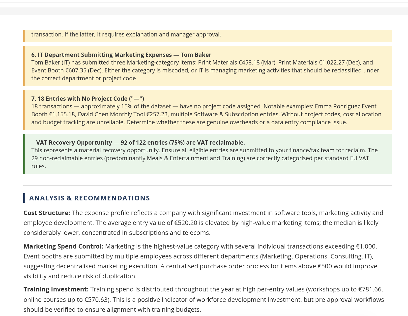 AI Smart Analyzer Business Expenses — captura 4