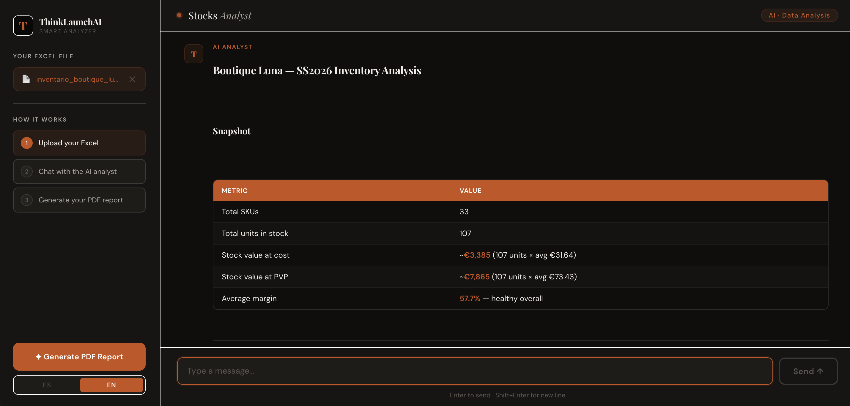 Smart Analyzer Stock Control — captura 1