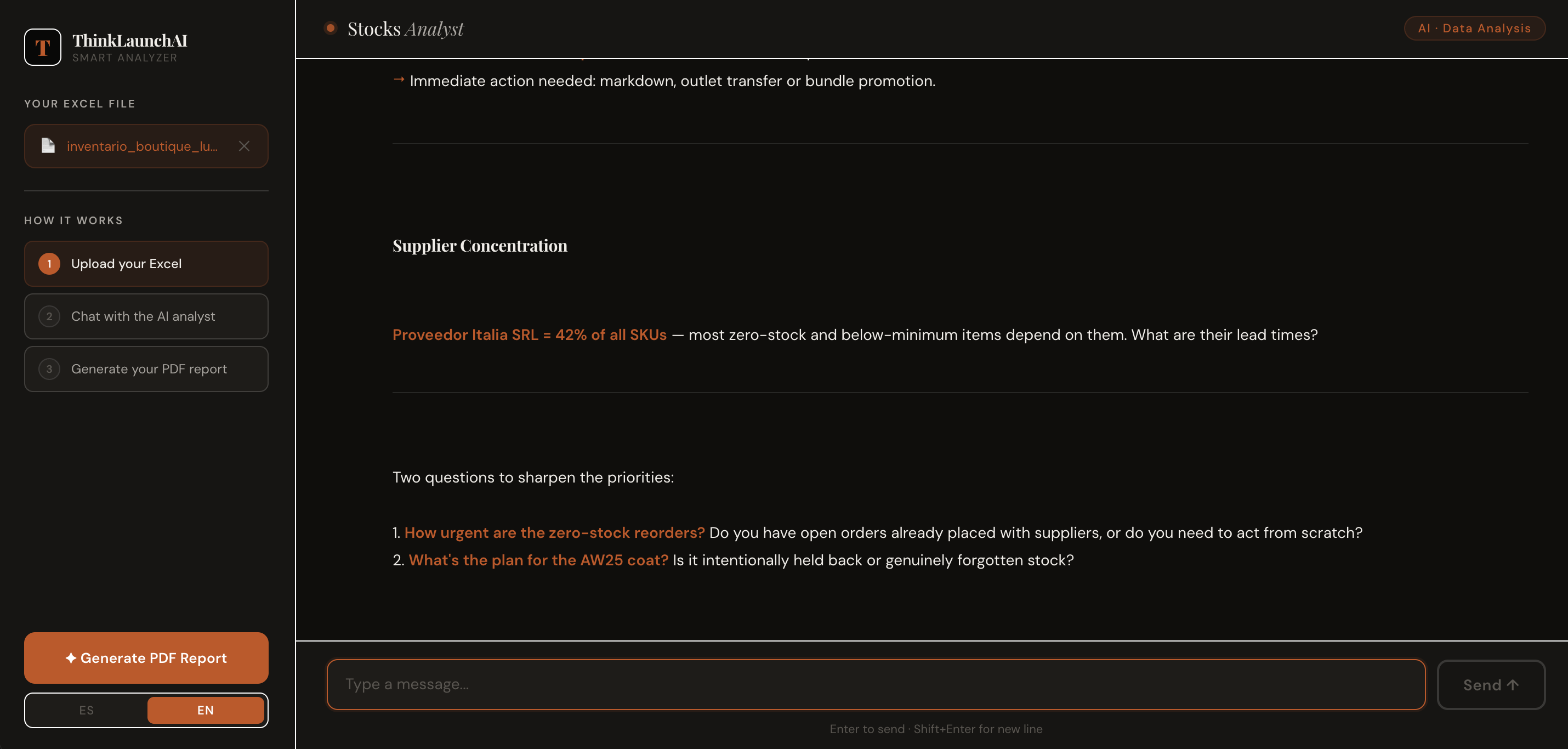 Smart Analyzer Stock Control — captura 2